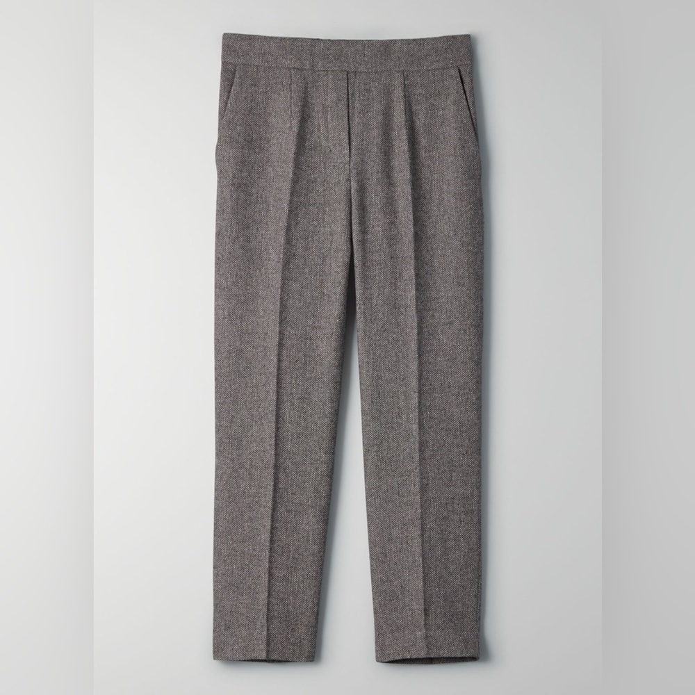 Aritzia Babaton Conan Pant Heather Gray Dress Pants Trousers Crop Wool Size 12